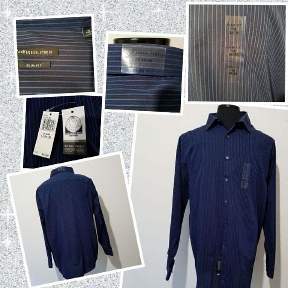 NWT VanHeusen slim fit, long sleeve button size 18 - Picture 5 of 10